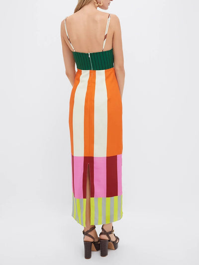 Paloma – Vestido Largo de Rayas Coloridas