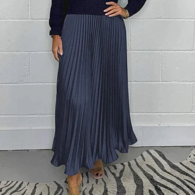 Claudia – Elegante vestido maxi con cuerpo de punto y falda plisada