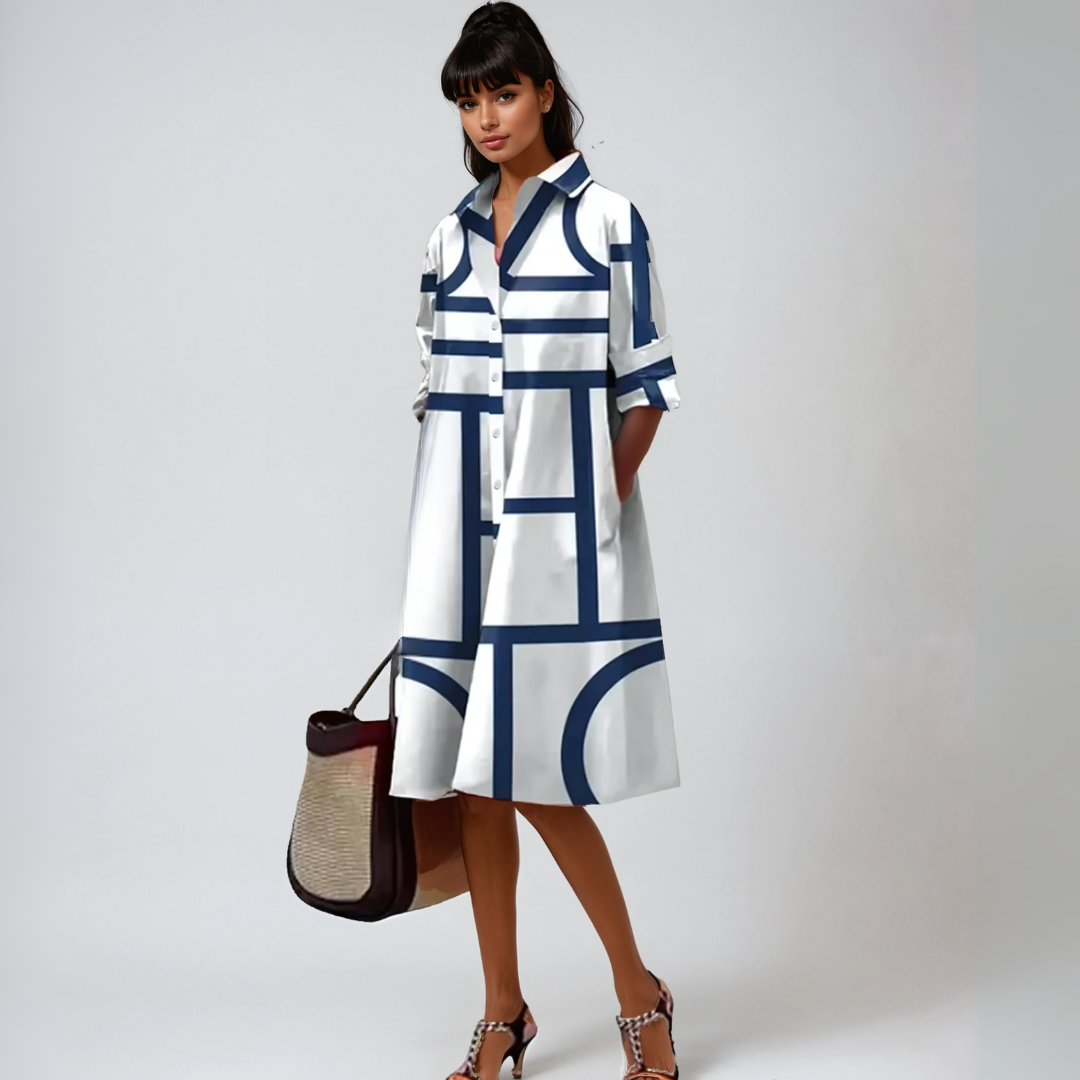 SELENE | Vestido midi con estampado geométrico