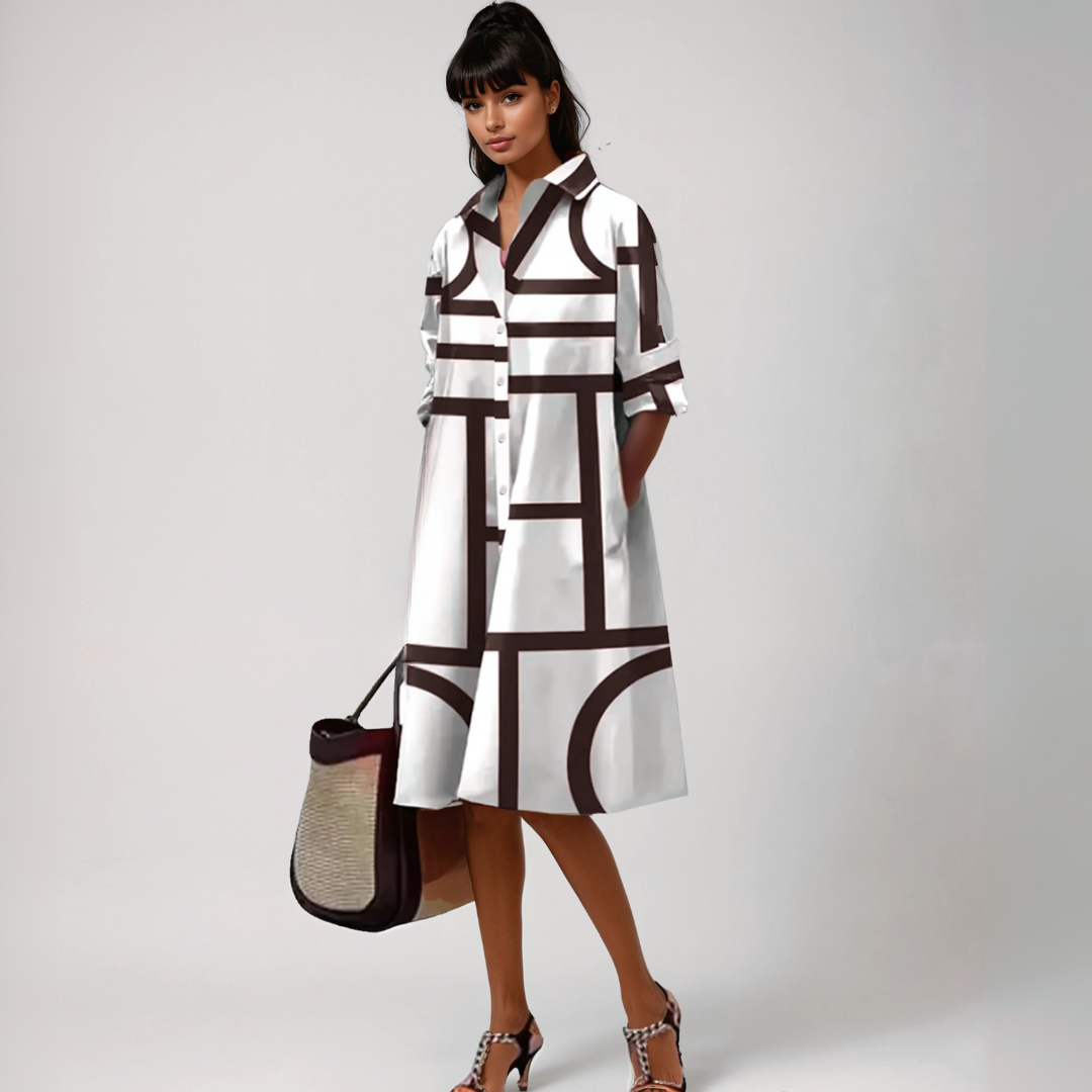 SELENE | Vestido midi con estampado geométrico