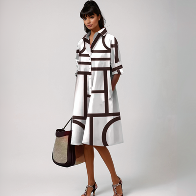 SELENE | Vestido midi con estampado geométrico