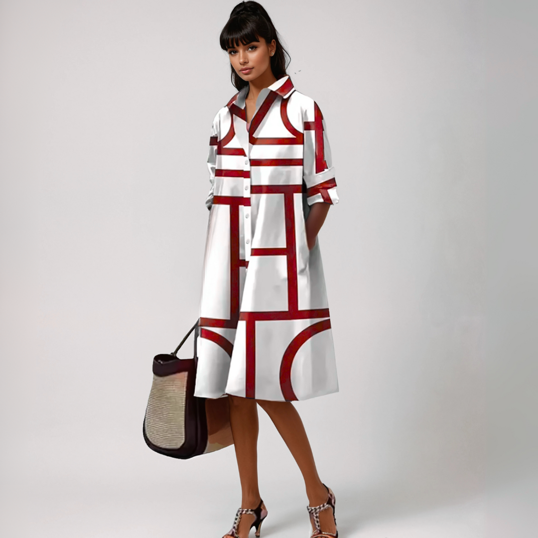SELENE | Vestido midi con estampado geométrico