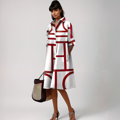 SELENE | Vestido midi con estampado geométrico
