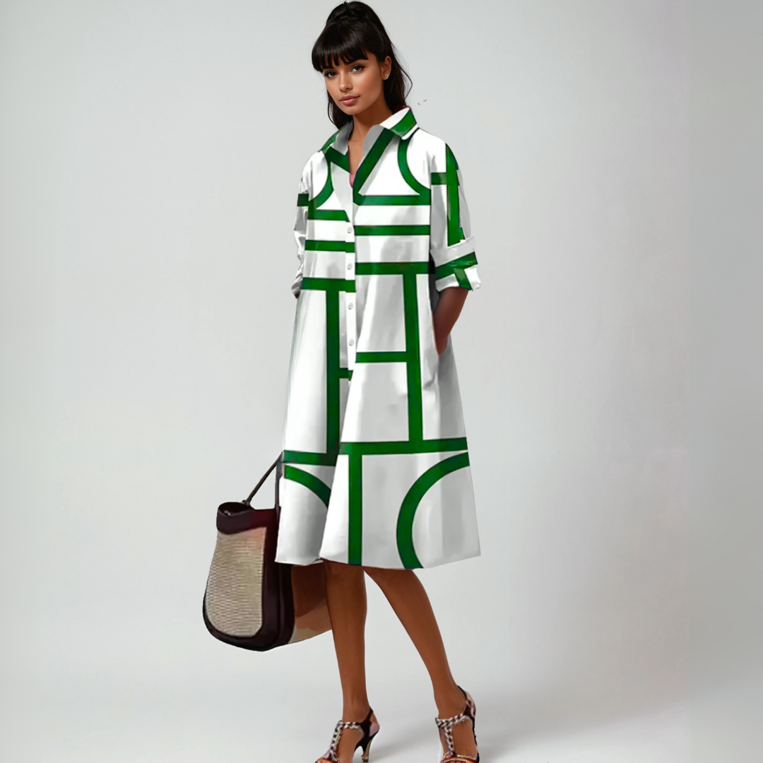 SELENE | Vestido midi con estampado geométrico