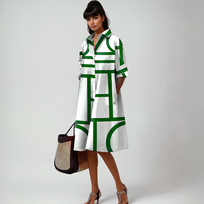 SELENE | Vestido midi con estampado geométrico