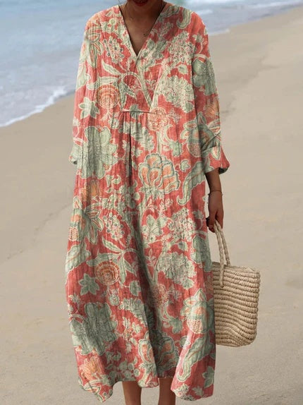 Ellie | Vestido floral vintage de manga 3/4