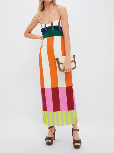 Paloma – Vestido Largo de Rayas Coloridas